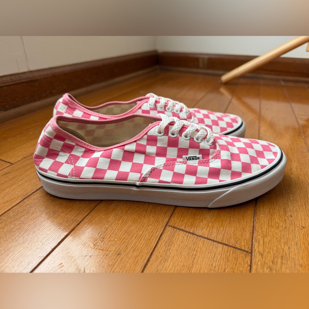 Vans Pink Lemonade Checkerboard Sneakers Men’s Size 10.5 Canvas Shoes Lace Up
